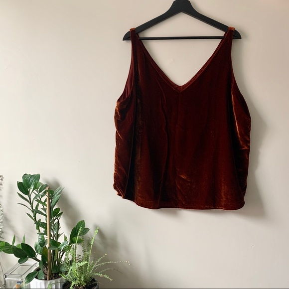 LOFT Tops - LOFT Velvet Rust Orange Tank Top V Neck XL NWT